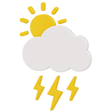 Thunderstorm with the sun  3D Icon