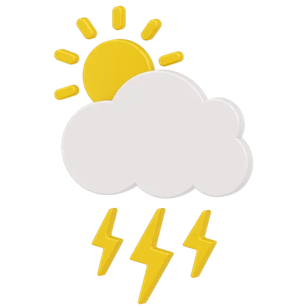 Thunderstorm with the sun  3D Icon