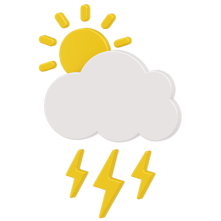 Thunderstorm with the sun 3D Icon