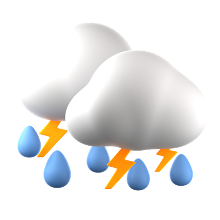 Thunderstorms bring heavy rain  3D Icon