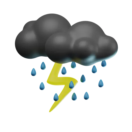 Thundery Rain  3D Icon