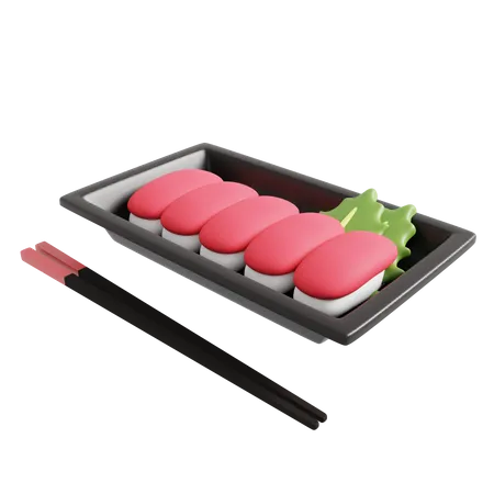 Thunfisch-Sushi-Set in Plastikbox  3D Icon