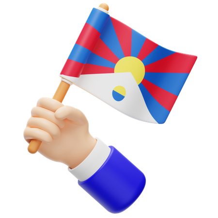 Tibet flag in hand  3D Icon