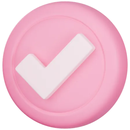 3 D Pink Checkmark Icon 3D Icon