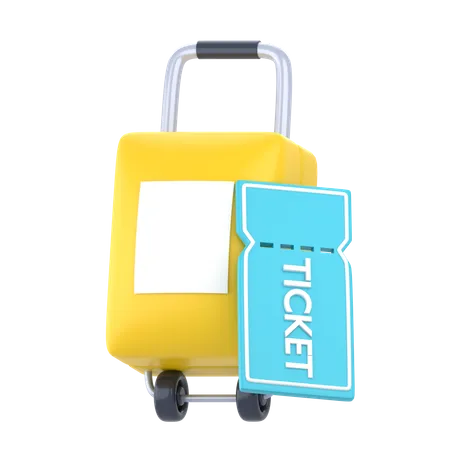 Ticket And Suitcase 3 D Travel Vacation Icon Pack 3D Icon