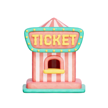 Ticket Counter Carnival Amusement Park 3 D Rendering 3D Icon