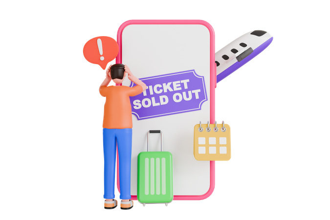 Ticket Sold Out  3D Illustration