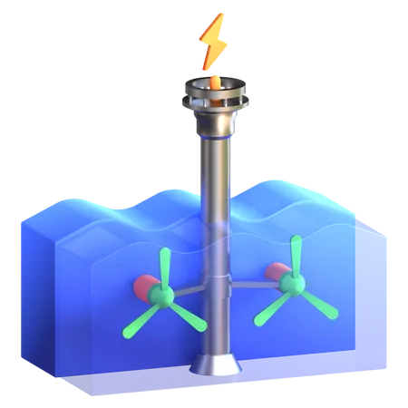 Tidal Energy  3D Icon