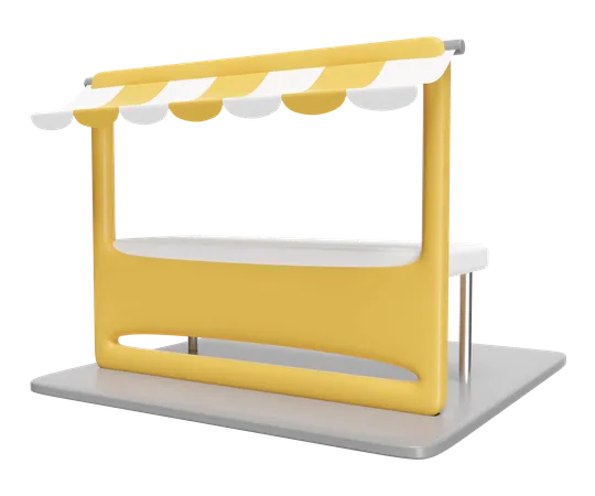 Icono De Tienda De Stand Blanco Amarillo 3 D O Frente De Tienda Vacia Con Toldo A Rayas Aislado Concepto De Negocio De Franquicia Inicial Ilustracion De Presentacion 3 D 3D Icon