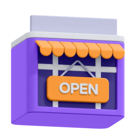 Tienda abierta  3D Icon