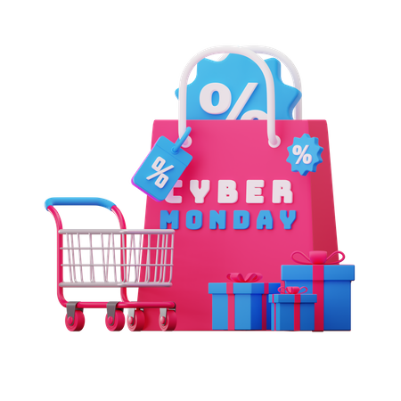 Tienda de bolsos cyber monday  3D Icon