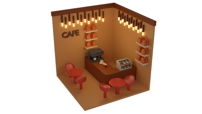 Tienda de café  3D Icon