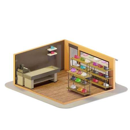 Tienda de calzado  3D Illustration