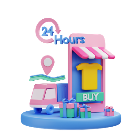 Tienda de compras en línea  3D Illustration