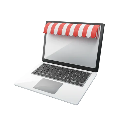 Concepto De Tienda En Linea Compras En Linea 3 D En Sitios Web Portatil Como Tienda Online 3D Illustration