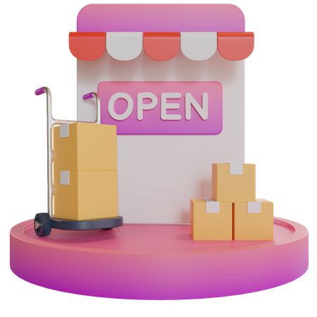 Tienda en línea abierta  3D Illustration