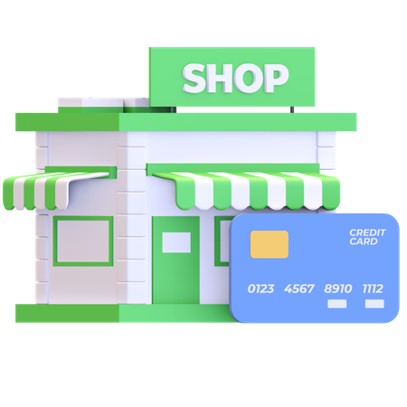 Tienda de pago con tarjeta de crédito  3D Illustration