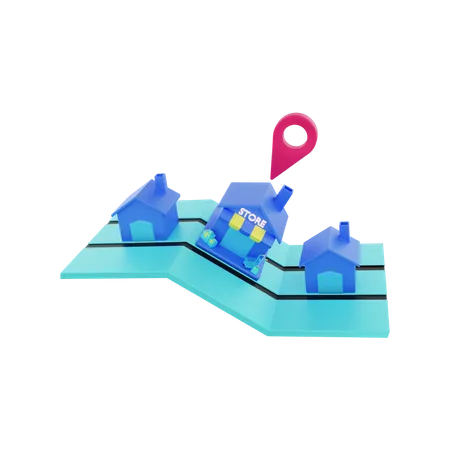 Mapa de ubicación de la tienda  3D Illustration