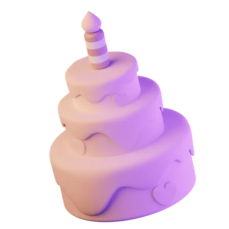 Tiered Birthday Cake  3D Icon