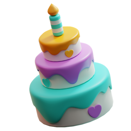 Tiered Birthday Cake  3D Icon