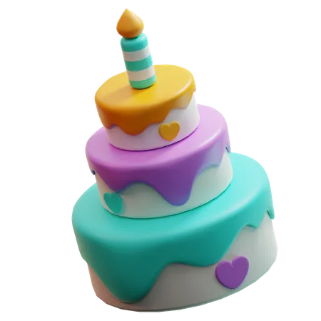 Tiered Birthday Cake  3D Icon