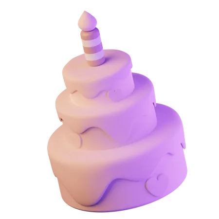 Tiered Birthday Cake 3D Icon