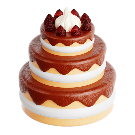 Tiered Strawberry Cake  3D Icon