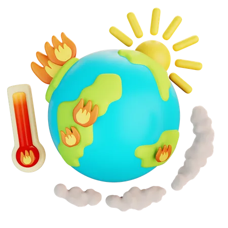 Tierra con calentamiento global.  3D Icon