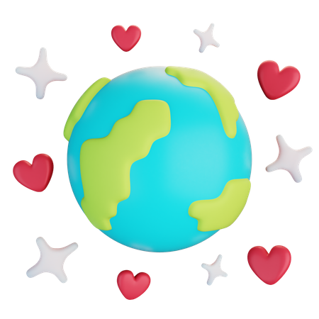 Tierra con corazones  3D Icon