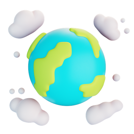 Tierra con nubes  3D Icon