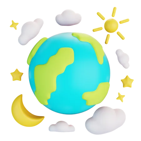 Tierra con otros planetas.  3D Icon