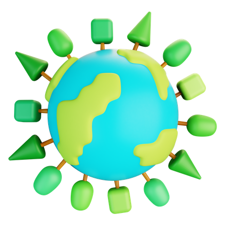 Tierra con arboles  3D Icon