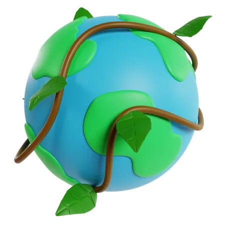 Tierra envuelta en vegetación  3D Icon