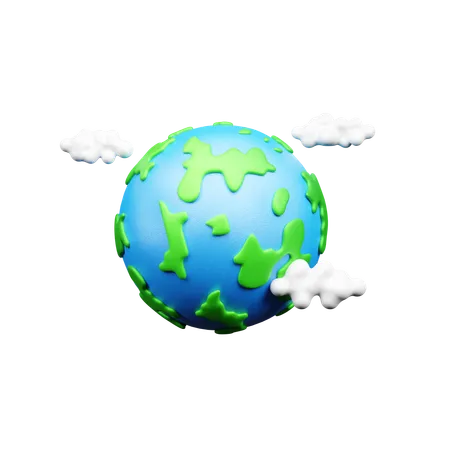 Tierra y nube  3D Icon