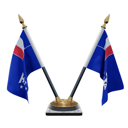 Soporte para banderas de escritorio doble (V) de las Tierras Australes y Antárticas Francesas  3D Icon