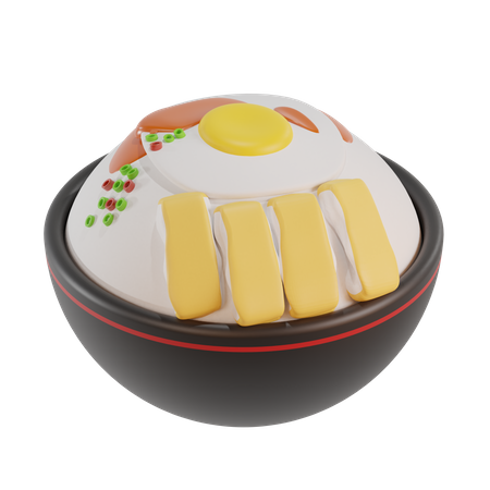 Tigela de arroz com frango  3D Icon