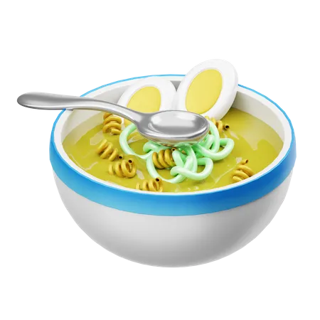Tigela de sopa de ovo  3D Illustration