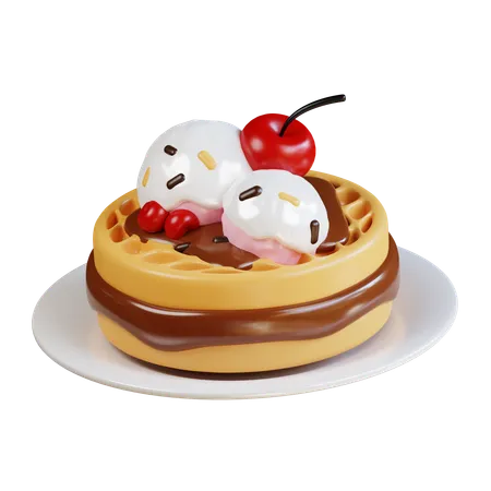 Tigela de waffle sorvete  3D Icon