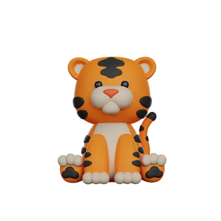 Cute 3 D Character Tiger Toy 3D Icon