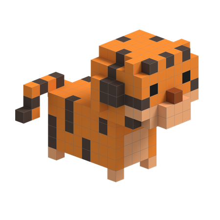 Tiger Cute Voxel Art  3D Icon