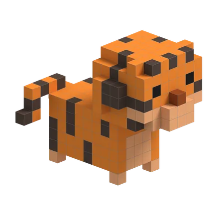 Tiger Cute Voxel Art  3D Icon