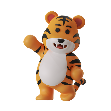 Tiger Greeting Hello  3D Icon