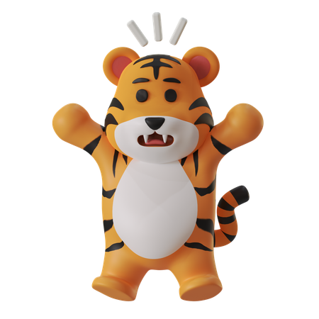 Tiger schockiert  3D Icon