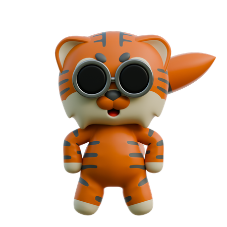 Tiger With Sunglasses  3D Illustration