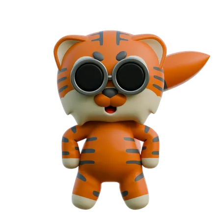Tiger With Sunglasses  3D Illustration