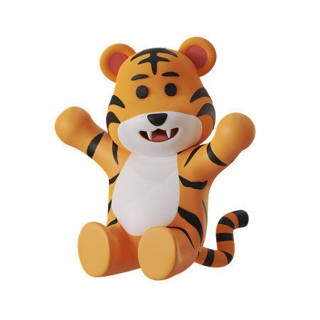 Tigre assis  3D Icon