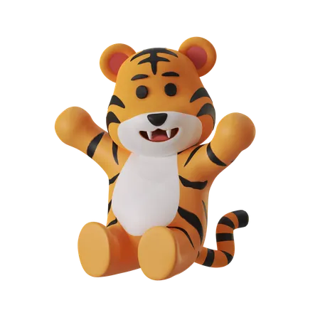 Tigre assis  3D Icon