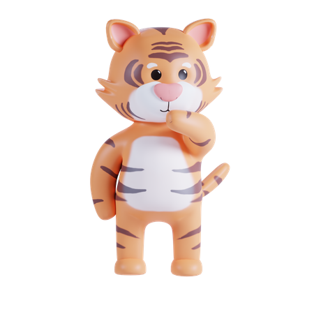 Tigre fofo pensando em algo  3D Illustration