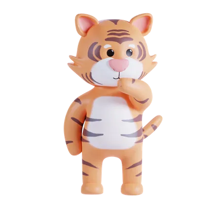 Tigre fofo pensando em algo  3D Illustration