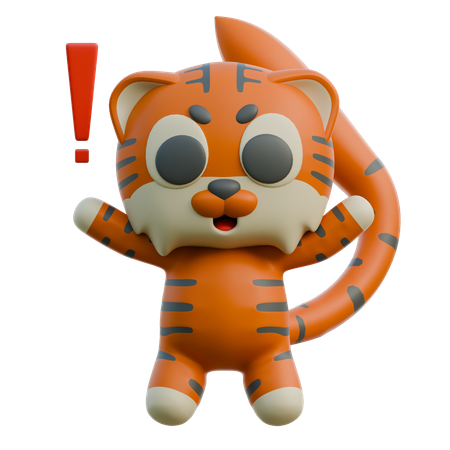 Tigre montrant un signe d'alerte  3D Icon